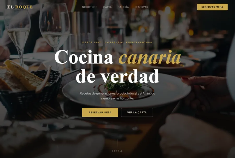 La web de El Roque vista en un ordenador